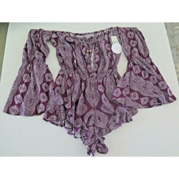 Anthropologie RADIO FIGI Sz SMALL Majorelle Sokally Romper Swim Cover Up Marsala - Picture 5 of 7